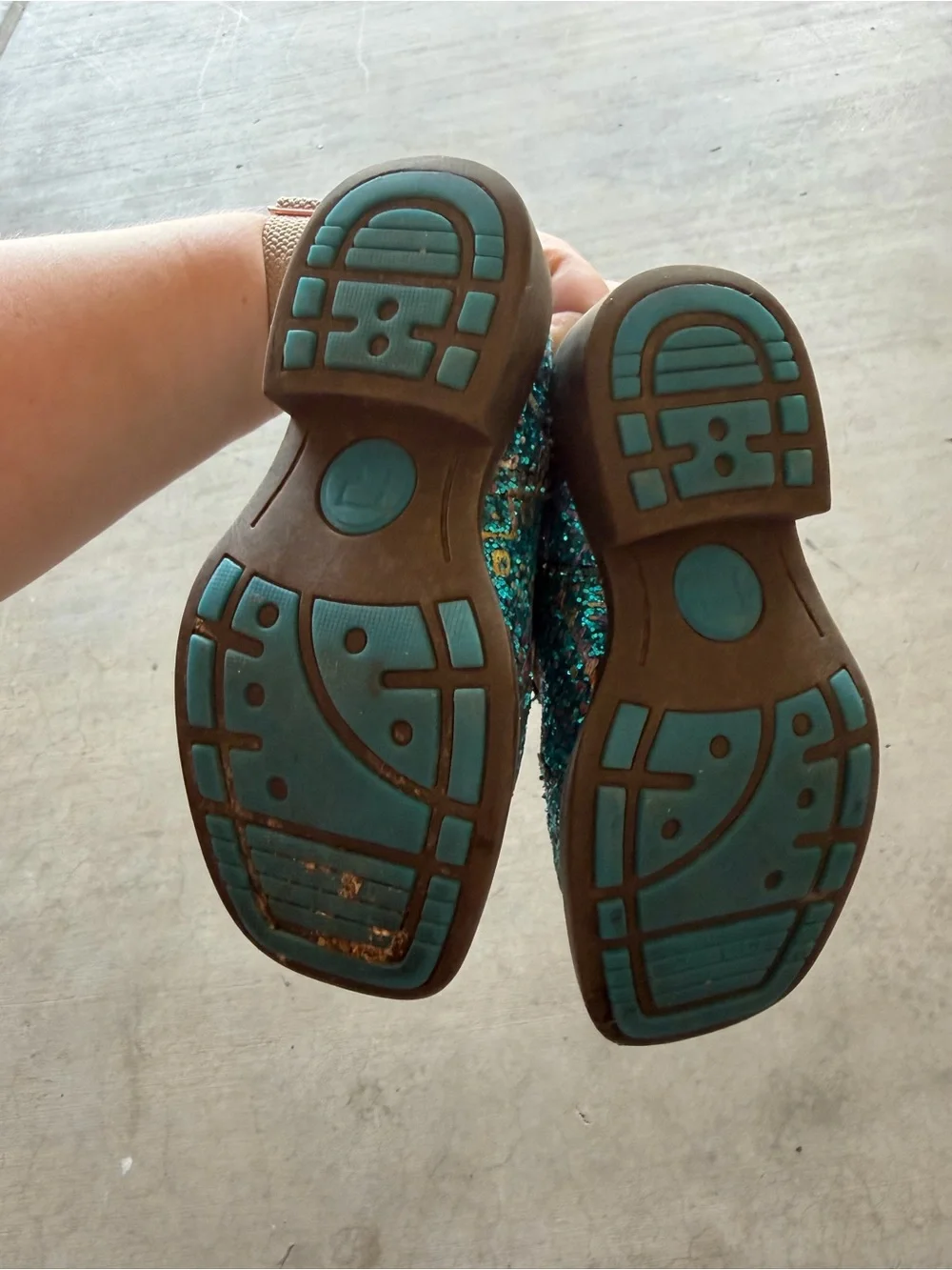 Roper Kids Glitter Aztec Western Cowboy Boots - Turquoise / Brown